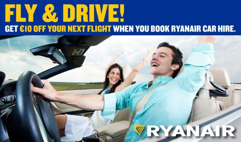Promoção no Aluguer de Automovéis através da Low Cost Ryanair até 30 de Junho