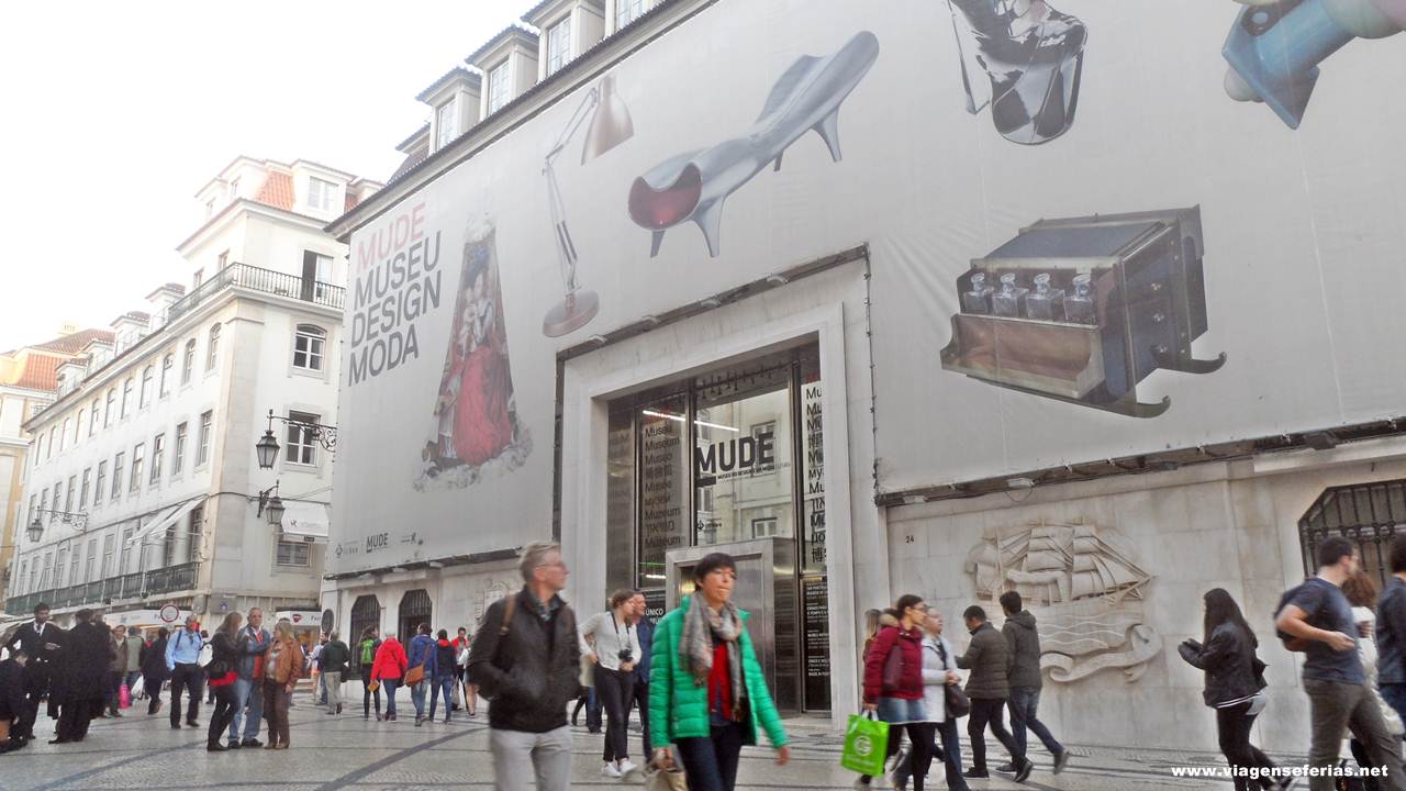 Rua Augusta e Museu do Design e Moda na cidade de Lisboa