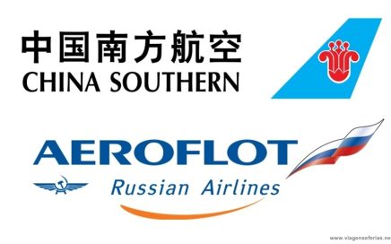 Logo das Companhias Aéreas Aeroflot e China Southern Airlines