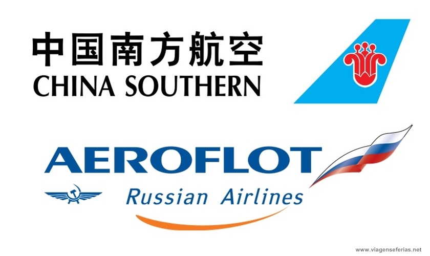 Logo das Companhias Aéreas Aeroflot e China Southern Airlines