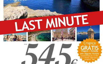 Férias ultimo minuto para ilha de Malta partida 9 de Agosto