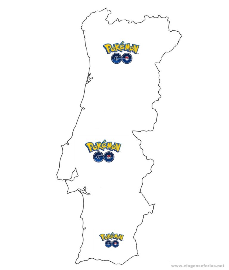 Mapa de Portugal com o Pokemón Go
