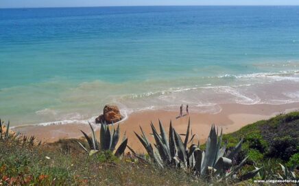 Praia Maria Luisa no Algarve em Portugal vista de cima