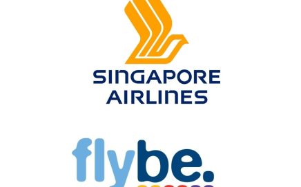 Logos das Companhias Aéreas Flybe e Singapore Airlines