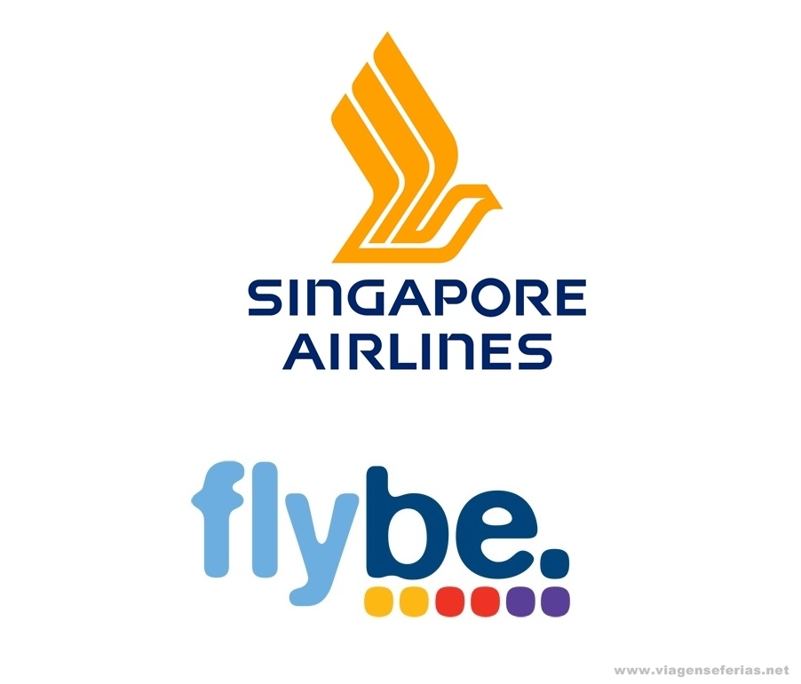 Logos das Companhias Aéreas Flybe e Singapore Airlines