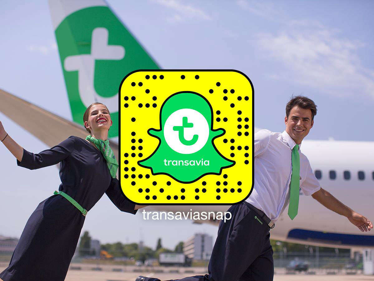 Presença da Companhia Aérea Low Cost Transavia no Snapchat