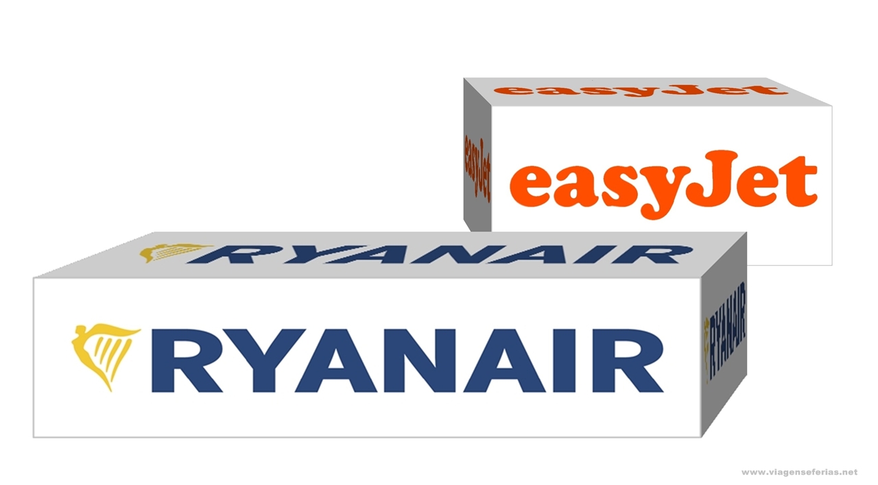 Duas caixas uma da Ryanair e outra da easyJet