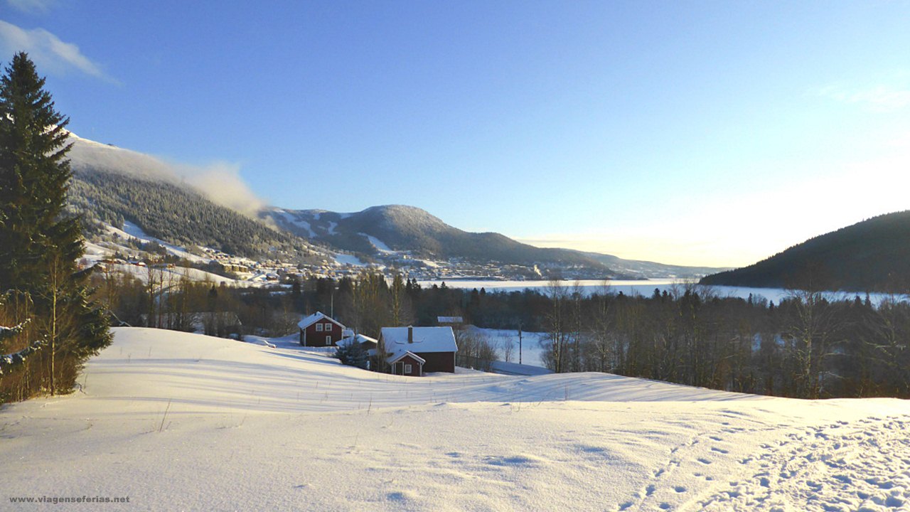 Vista de Åre na provincia Jämtland na Suécia durante o Inverno