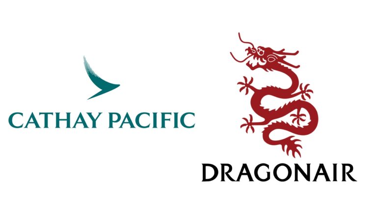 Simbolos das companhas aéreas Dragonair e Cathay Pacific