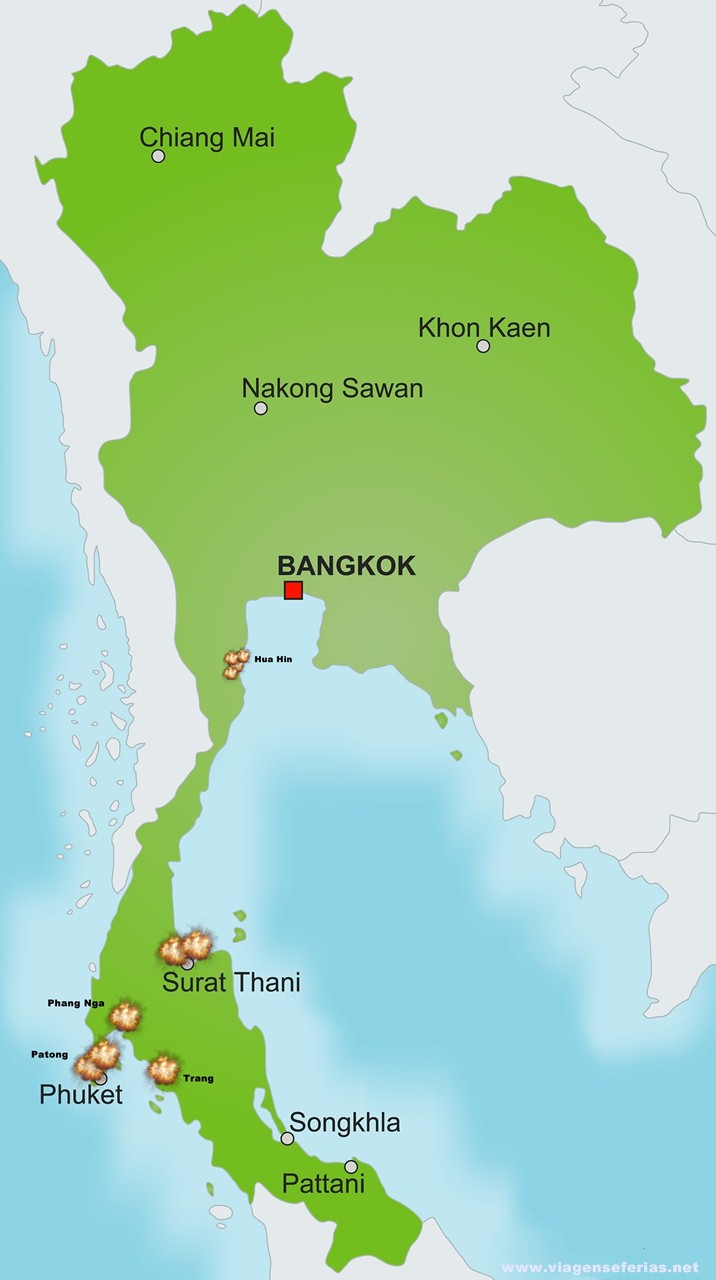 Os 5 resorts turisticos na Tailândia onde ocorreram as explosões