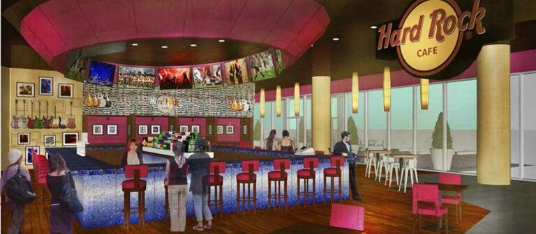 Desenho do Hard Rock Cafe no aeroporto de Tampa na Florida