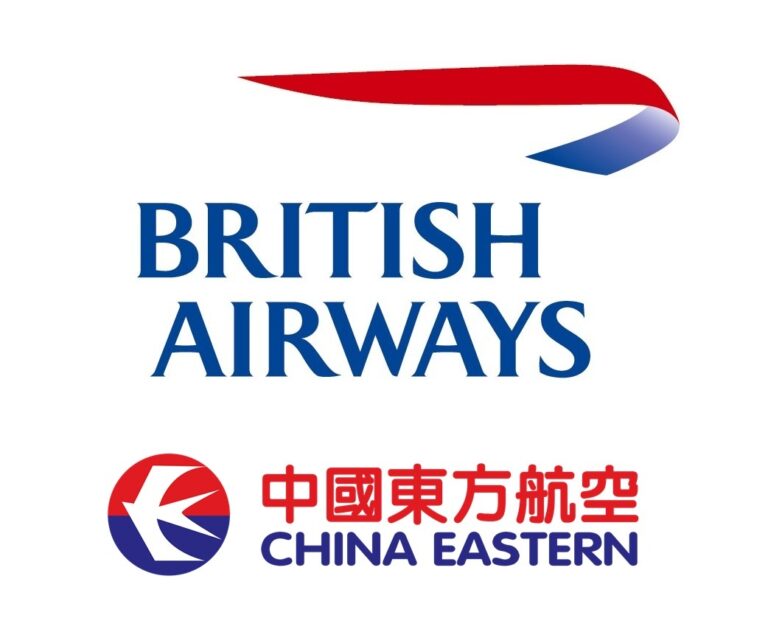 Logo das 2 companhias aéreas parceiras: BA e China Eastern