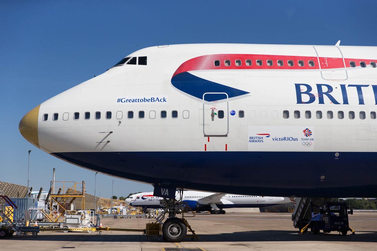 Avião victoRIOus da British Airways que transporta equipa dos Jogos Olímpicos do RIO 2016