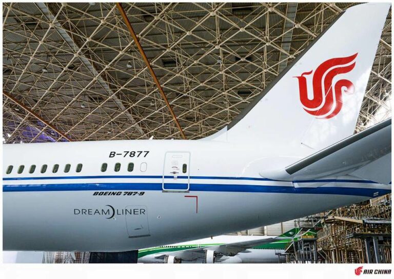 Aeronave B787 da companhia aérea Air China