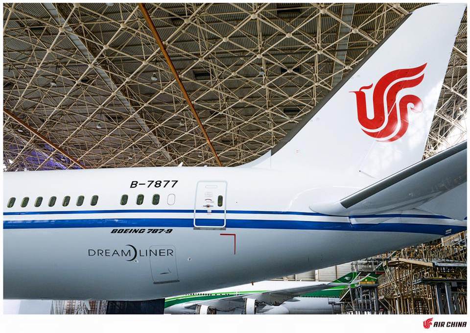 Aeronave B787 da companhia aérea Air China