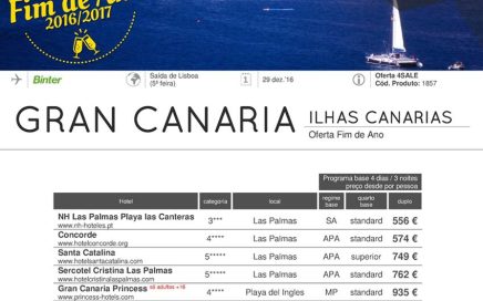 Passagem de ano na Gran Canaria com estadia de 4 dias em promoção