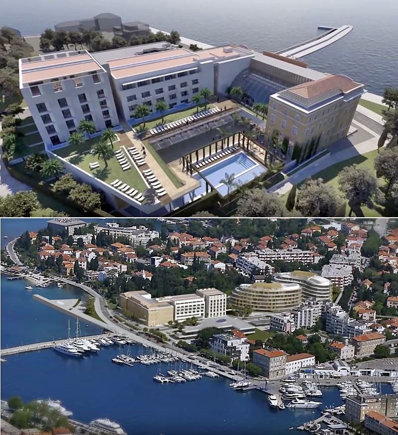 Imagens aéreas do futuro hotel Hyatt Regency Zadar Maraska na Croácia