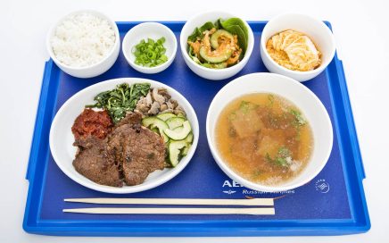 Menu Coreano servido na classe Business da Aeroflot nos voos para Ásia