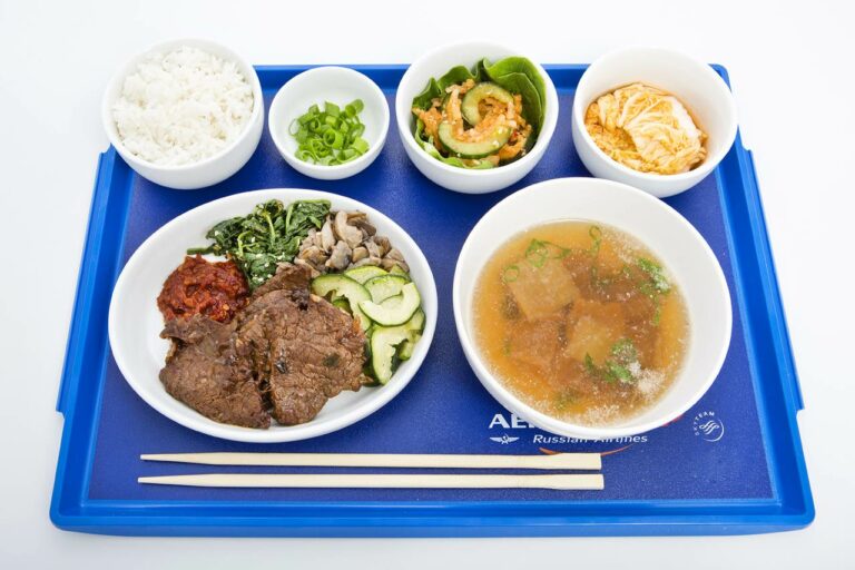 Menu Coreano servido na classe Business da Aeroflot nos voos para Ásia