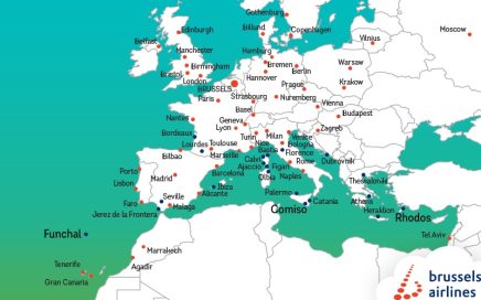 Mapa de rotas da Brussels Airlines no Verão 2017 cm a novidade Madeira