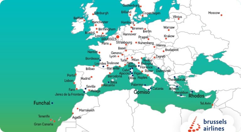 Mapa de rotas da Brussels Airlines no Verão 2017 cm a novidade Madeira