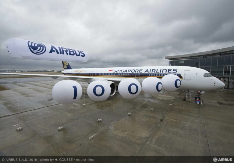 O Airbus número 10.000 entregue à Singapore Airlines