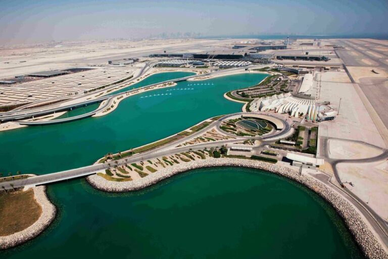 Vista aérea do aeroport Hamad no Qatar
