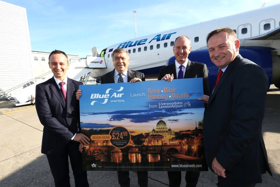 Lançamento da 8ª base da Blue Air no aeroporto de Liverpool com 4 novas rotas