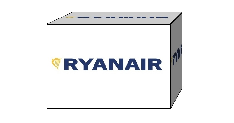 Caixa com logo da companhia low cost Ryanair