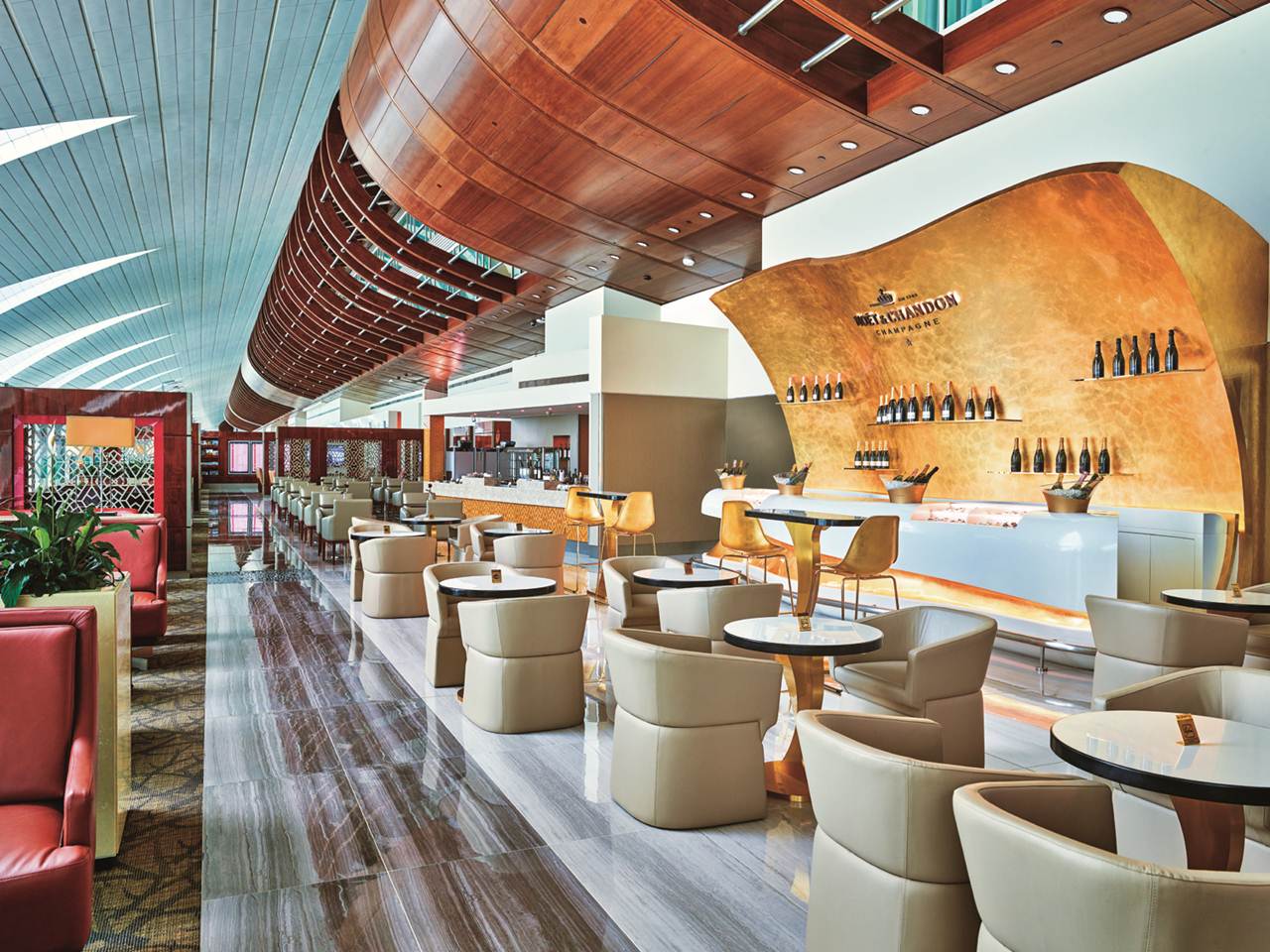 Salão Moët & Chandon no Lounge da Emirates no Dubai