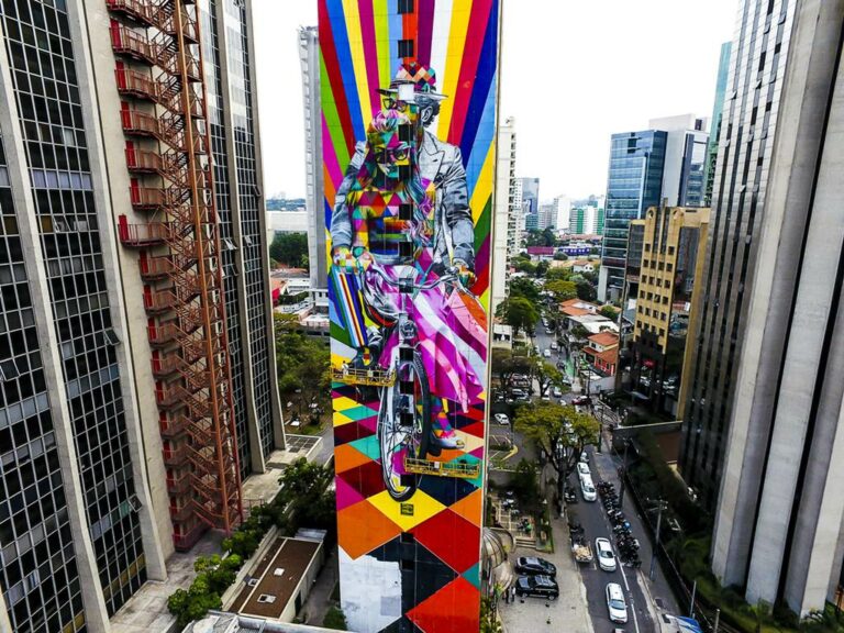 Graffiti na parede exterior do Ibis Styles Faria Lima no Rio de Janeiro