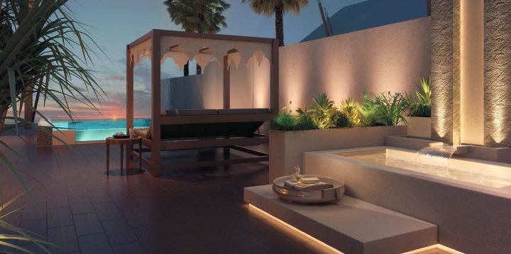 Um dos hotéis Ritz-Carlton Ras Al Khaimah nos Emirados Árabes Unidos