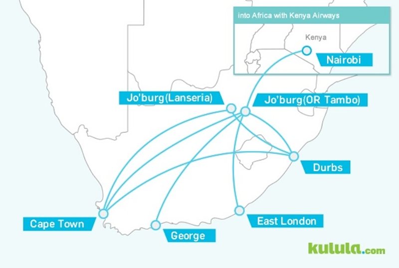 Rotas da Companhia Aérea Kulula da África do Sul