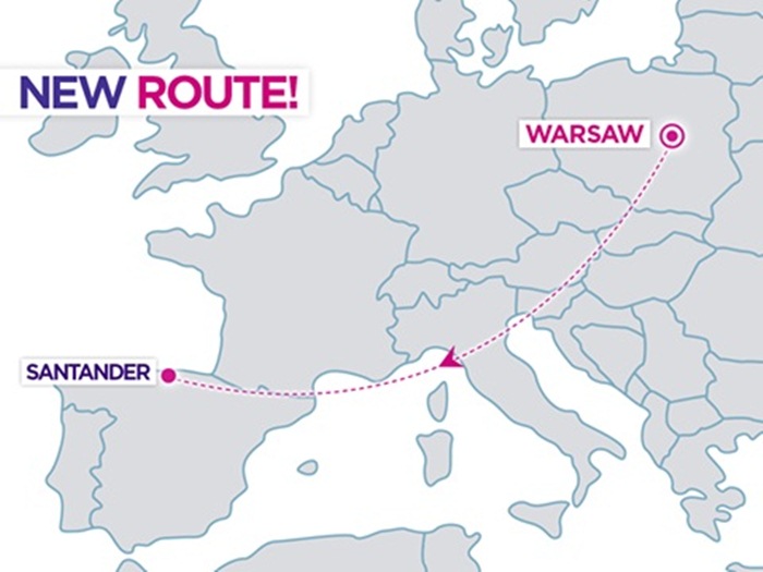 nova rota da low cost wizz air entre Santander e Varsóvia