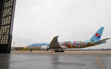 Avião da companhia aérea Korean Air com pintura especial