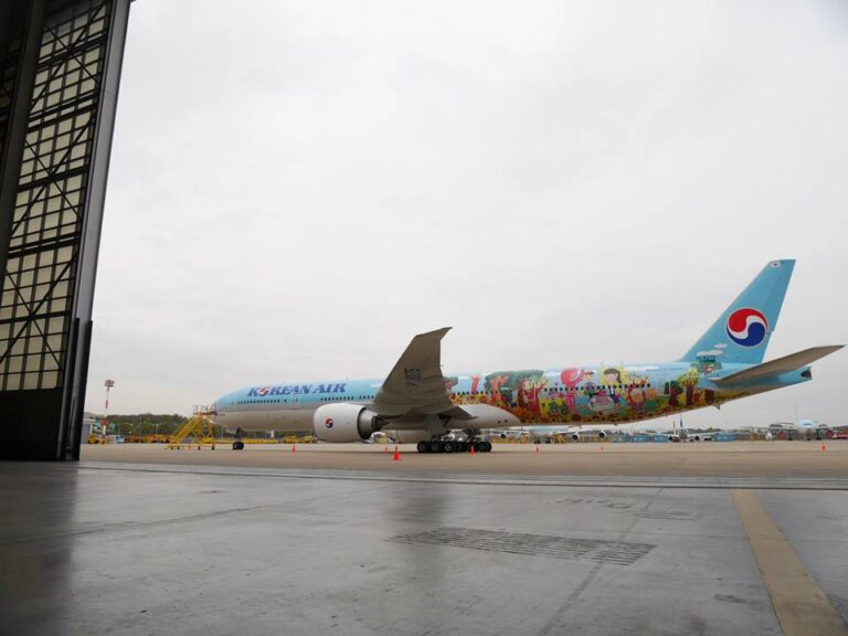 Avião da companhia aérea Korean Air com pintura especial