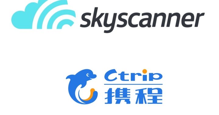 Logo da agência de viagens chinesa ctrip e da skyscanner