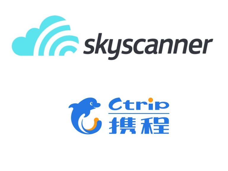 Logo da agência de viagens chinesa ctrip e da skyscanner
