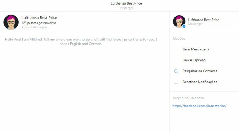 Mildred do grupo Lufthansa procura os voos mais baratos no Facebook