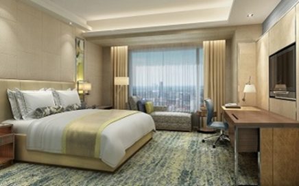 Quarto do hotel ongbei Shangri-La, Harbin na China