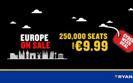 250.000 bilhetes da Ryanair desde 9.99€ na Cyber Week