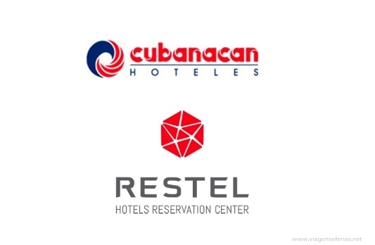 Logo da empresa de reservas hoteleiras Restel e da Cubanacan Hoteles