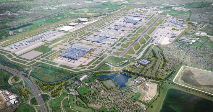 Vista aérea do projecto de expansão do aeroporto de Londres Heathrow