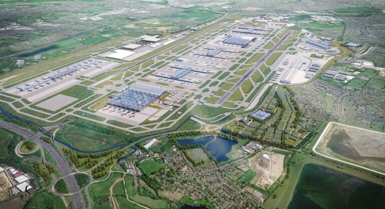 Vista aérea do projecto de expansão do aeroporto de Londres Heathrow