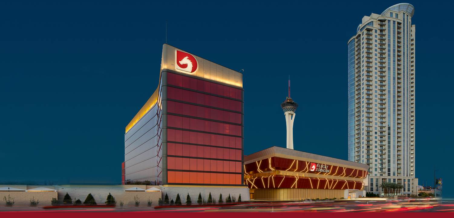 Projecto xterioro do hotel e Casino Luxky Dragon em Las Vegas