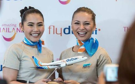 Apresentação dos voos da Flydubai para Bangkok na Tailândia