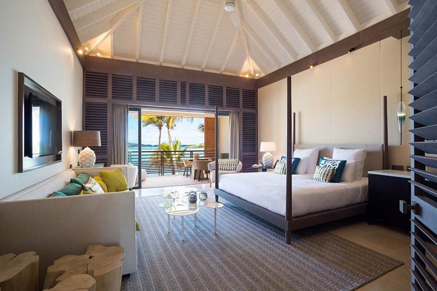 Quarto com vista de mar do hotel Le Barthelemy na ilha de Saint Barth