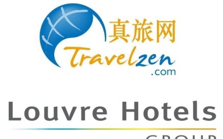 Logo da plataforma chinesa Travelzen e do grupo de hotéis Louvre
