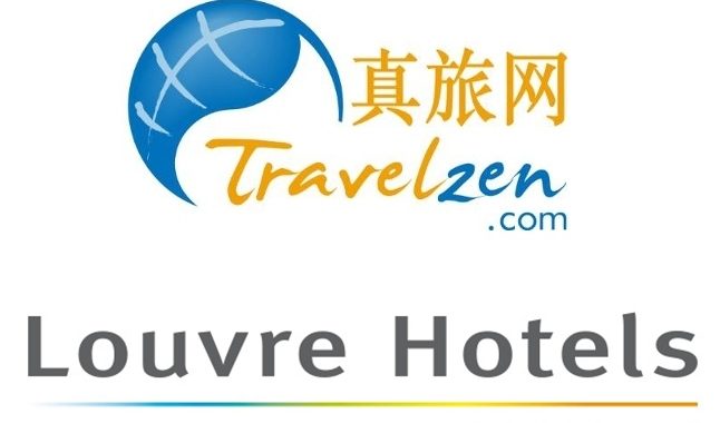 Logo da plataforma chinesa Travelzen e do grupo de hotéis Louvre