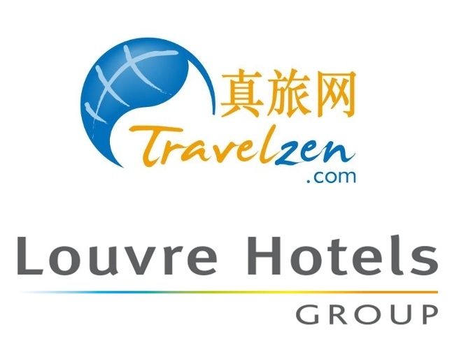 Logo da plataforma chinesa Travelzen e do grupo de hotéis Louvre